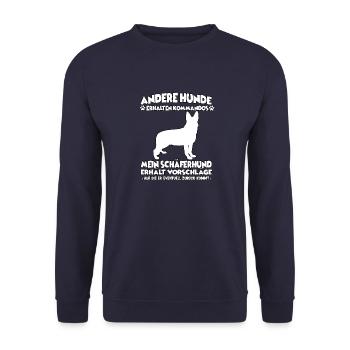 Drôle d’obéissance Chiens de berger allemand - Sweat-shirt Unisexe - marine - Devant - Alina (178cm) & Michal (187cm)