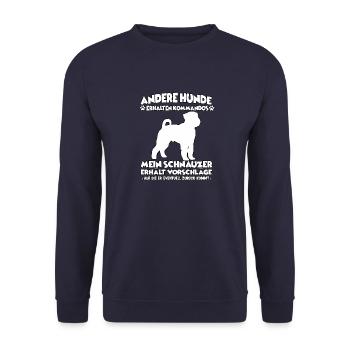 Funny Dog Training Motive Schnauzer Dog Owner - Unisex Sweatshirt - navy - Front - Alina (178cm) & Michal (187cm)