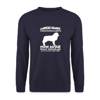 Funny Australian Shepherd Dog Training Dogs - Unisex Sweatshirt - navy - Front - Alina (178cm) & Michal (187cm)