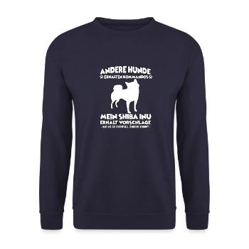 Drôle de dressage de chien Motif Shiba Inu Propriétaire de chien - Sweat-shirt Unisexe - marine - Devant - Alina (178cm) & Michal (187cm)