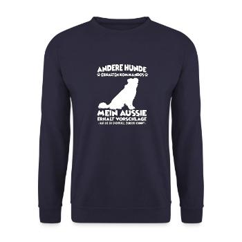 Obedience Australian Shepherd Dog Training - Unisex Sweatshirt - navy - Front - Alina (178cm) & Michal (187cm)