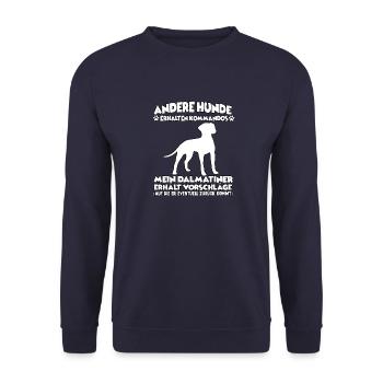 Drôle de motif de dressage de chien dalmate propriétaire de chien - Sweat-shirt Unisexe - marine - Devant - Alina (178cm) & Michal (187cm)