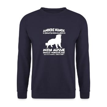 Dressage de chien propriétaire de chien de berger australien - Sweat-shirt Unisexe - marine - Devant - Alina (178cm) & Michal (187cm)