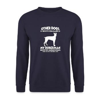 Lustige Gehorsamkeit Dobermann Hundetraining Hunde - Unisex Pullover - Navy - Vorne - Alina (178cm) & Michal (187cm)