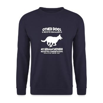 Dog Training Motive Shepherd Dog Owner - Unisex Sweatshirt - navy - Front - Alina (178cm) & Michal (187cm)