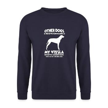 Funny Magyar Vizsla Dog Training Dog Owners - Unisex Sweatshirt - navy - Front - Alina (178cm) & Michal (187cm)