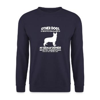 Drôle d’obéissance Chiens de berger allemand - Sweat-shirt Unisexe - marine - Devant - Alina (178cm) & Michal (187cm)