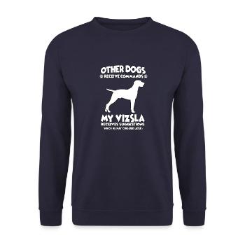 Cool Obedience Magyar Vizsla Dog Training Dogs - Unisex Sweatshirt - navy - Front - Alina (178cm) & Michal (187cm)