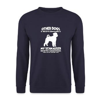 Funny dog training motif Schnauzer dog ownership - Unisex Sweatshirt - navy - Front - Alina (178cm) & Michal (187cm)