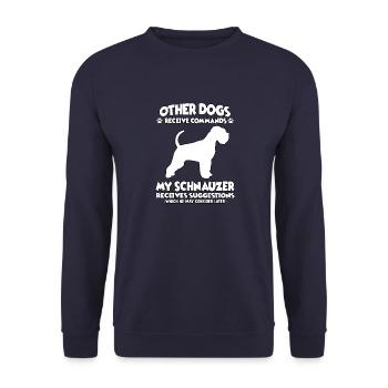 Drôle d’obéissance Schnauzer Chiens de dressage - Sweat-shirt Unisexe - marine - Devant - Alina (178cm) & Michal (187cm)
