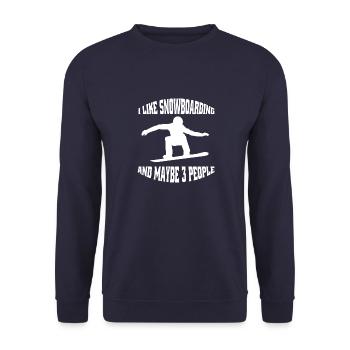 Snowboard Wintersport Spruch Snowboardfahrer - Unisex Pullover - Navy - Vorne - Alina (178cm) & Michal (187cm)