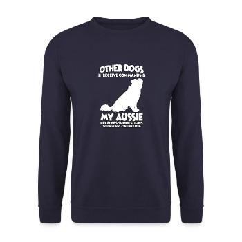 Dressage de chiens propriétaires de chiens de berger australiens - Sweat-shirt Unisexe - marine - Devant - Alina (178cm) & Michal (187cm)