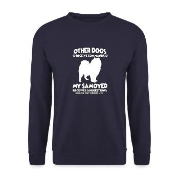 Funny Obedience Samoyed Dog Training Hun - Unisex Sweatshirt - navy - Front - Alina (178cm) & Michal (187cm)
