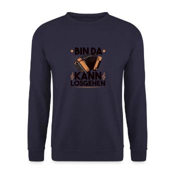 Bin Da Kann Losgehen, Steirische Harmonika - Unisex Pullover - Navy - Vorne - Alina (178cm) & Michal (187cm)