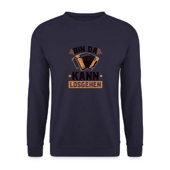 Bin Da Kann Losgehen, Steirische Harmonika - Unisex Pullover - Navy - Vorne - Alina (178cm) & Michal (187cm)