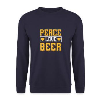 Frieden, Liebe, Bier - Unisex Pullover - Navy - Vorne - Alina (178cm) & Michal (187cm)
