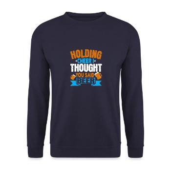 Jubel haltend dachte ich, du hast Bier gesagt - Unisex Pullover - Navy - Vorne - Alina (178cm) & Michal (187cm)