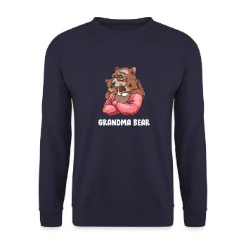 Oma Bär - Großmutter Enkelkind Zwillinge - Unisex Pullover - Navy - Vorne - Alina (178cm) & Michal (187cm)