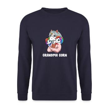 Oma Einhorn - Lustige Oma Zwillinge Enkelkinder - Unisex Pullover - Navy - Vorne - Alina (178cm) & Michal (187cm)