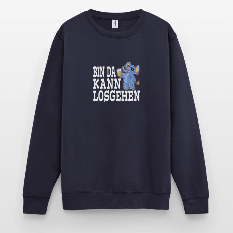 Bin da Kann losgehen Durstiger blauer Elefephant Unisex Pullover