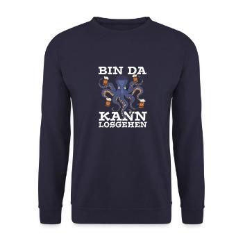 Bin da Kann losgehen Oktopus Achtarmig - Unisex Pullover - Navy - Vorne - Alina (178cm) & Michal (187cm)