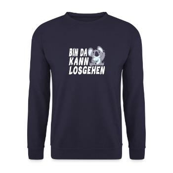 Bin da kann losgehen cooler & niedlicher Koala - Unisex Pullover - Navy - Vorne - Alina (178cm) & Michal (187cm)