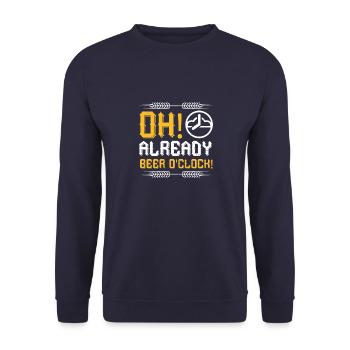 Oh, already beer o'clock! - Unisex Sweatshirt - navy - Front - Alina (178cm) & Michal (187cm)