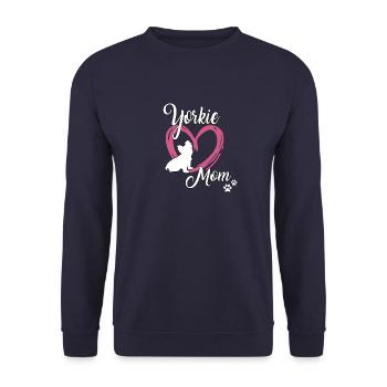 Yorkie Mom Frauchen Hundeschule Yorkshire Terrier - Unisex Pullover - Navy - Vorne - Alina (178cm) & Michal (187cm)