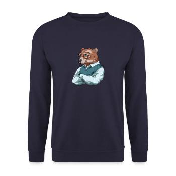 Opa Bär - Lustiger Großvater Opa Bär - Unisex Pullover - Navy - Vorne - Alina (178cm) & Michal (187cm)