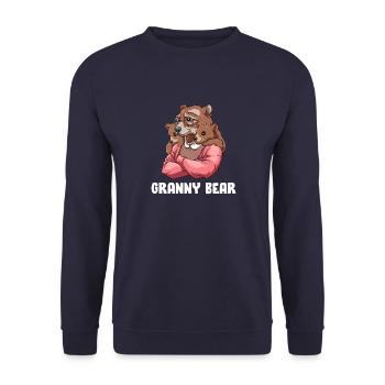 Oma Bär - Enkel Geschwister Zwillinge - Oma Bär - Unisex Pullover - Navy - Vorne - Alina (178cm) & Michal (187cm)