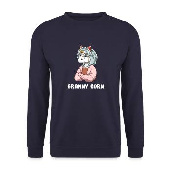 Oma - Oma Einhorn - Lustiges Oma Einhorn - Unisex Pullover - Navy - Vorne - Alina (178cm) & Michal (187cm)