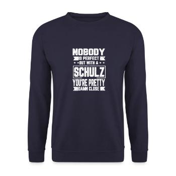 Schulz Nobody is Perfect Gift - Unisex Sweatshirt - navy - Front - Alina (178cm) & Michal (187cm)
