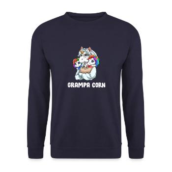 Opa Einhorn - Enkelkinder Einhörner Zwillinge - Unisex Pullover - Navy - Vorne - Alina (178cm) & Michal (187cm)