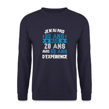 Cadeau anniversaire 80 ans rigolo homme - Sweat-shirt Unisexe - marine - Devant - Alina (178cm) & Michal (187cm)