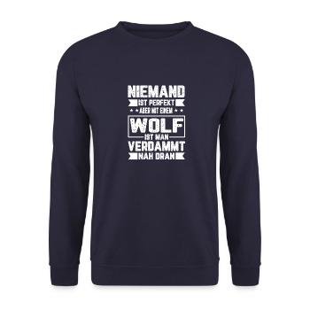 Wolf Nobody's Perfect Family Gift - Unisex Sweatshirt - navy - Front - Alina (178cm) & Michal (187cm)