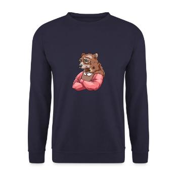 Oma Enkel Partner Look - Oma Bär und Baby - Unisex Pullover - Navy - Vorne - Alina (178cm) & Michal (187cm)
