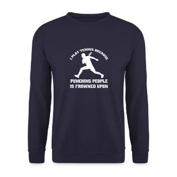 Tennis Tennisspieler Tennisverein Tennisschläger - Unisex Pullover - Navy - Vorne - Alina (178cm) & Michal (187cm)
