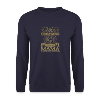 Familie Mama Sohn Tshirt - Unisex Pullover - Navy - Vorne - Alina (178cm) & Michal (187cm)