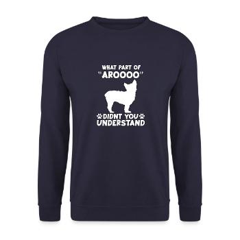 Yorkshire Terrier Fan Hunde Motiv Yorkie Gassi - Unisex Pullover - Navy - Vorne - Alina (178cm) & Michal (187cm)