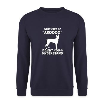 Dobermann Hundehalter Motiv Dobermann Gassi - Unisex Pullover - Navy - Vorne - Alina (178cm) & Michal (187cm)