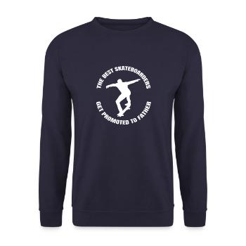 Skateboard Dad Papa Longboard Skater Vater Sakten - Unisex Pullover - Navy - Vorne - Alina (178cm) & Michal (187cm)
