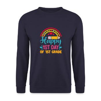 Happy Last Day Of 1st Grade Shirt Graduation Teach - Unisex Sweatshirt - navy - Front - Alina (178cm) & Michal (187cm)