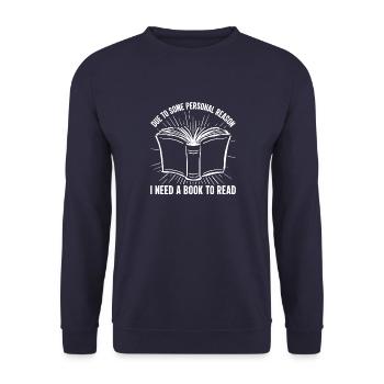 J’adore les livres Lire la suite Livres Romancier En direct - Sweat-shirt Unisexe - marine - Devant - Alina (178cm) & Michal (187cm)