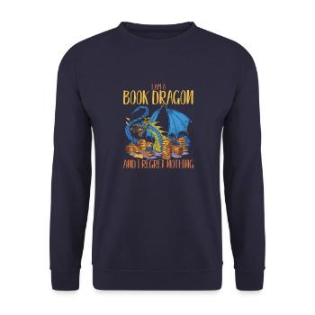 Bookish Bookaholic I love books More Books le - Unisex Sweatshirt - navy - Front - Alina (178cm) & Michal (187cm)