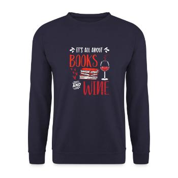 Bookaholic Read more books I love books Book - Unisex Sweatshirt - navy - Front - Alina (178cm) & Michal (187cm)