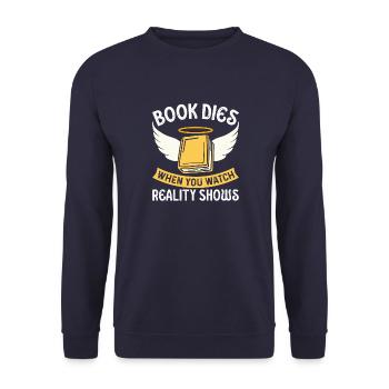 Book lovers Lifestyle Funny saying Bookaholic - Unisex Sweatshirt - navy - Front - Alina (178cm) & Michal (187cm)