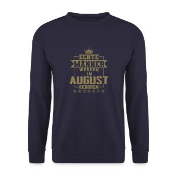 Echte Helden werden im August geboren - Unisex Pullover - Navy - Vorne - Alina (178cm) & Michal (187cm)