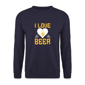 Ich liebe Bier - Unisex Pullover - Navy - Vorne - Alina (178cm) & Michal (187cm)