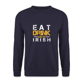 Mangez boire et soyez irlandais - Sweat-shirt Unisexe - marine - Devant - Alina (178cm) & Michal (187cm)