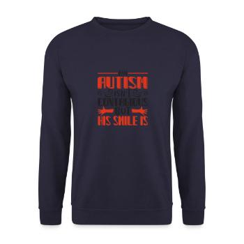 His autism isn’t contagious but his smile is - Unisex Sweatshirt - navy - Front - Alina (178cm) & Michal (187cm)